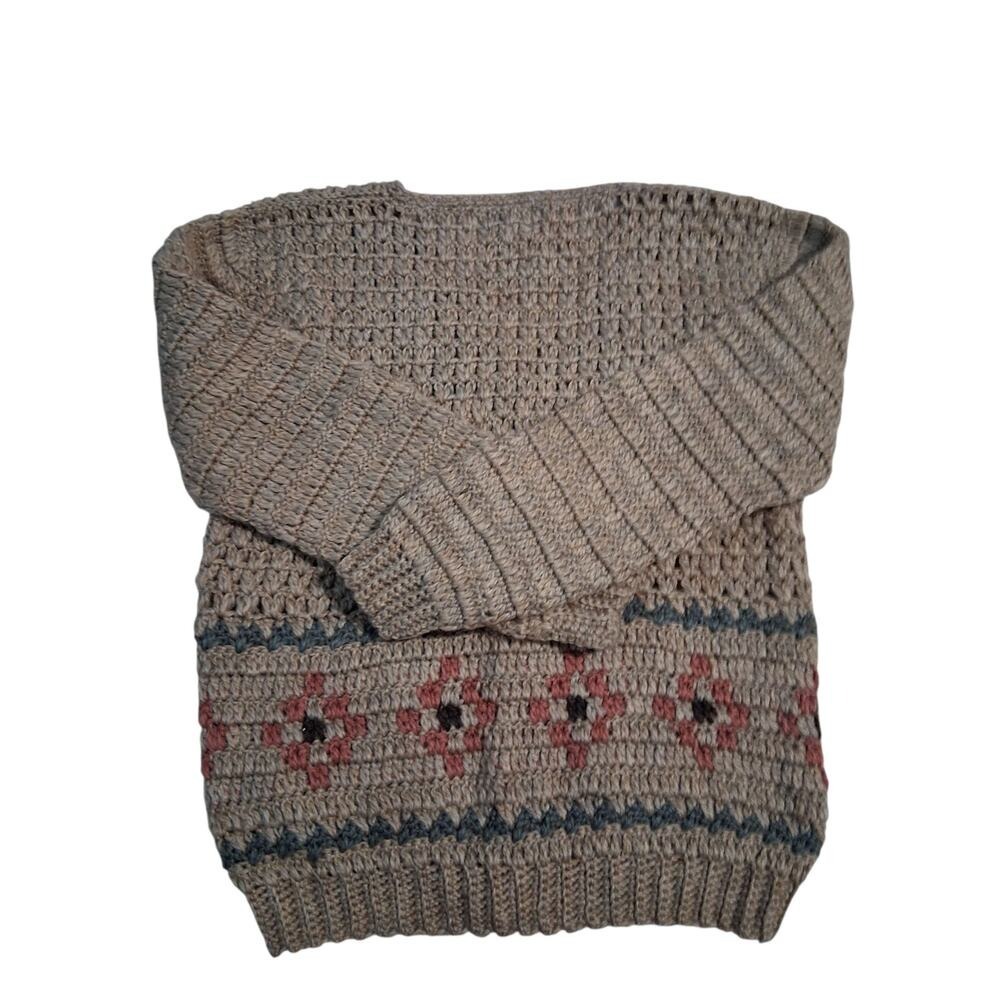 Y2k VTG Lord‎ & Taylor Wool Women size L Grandpa Fisherman Grannycore Cardigan - Picture 8 of 13